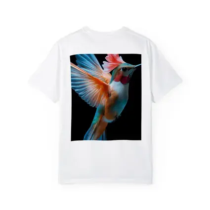 Colorful Hummingbird Flying on Black Background
