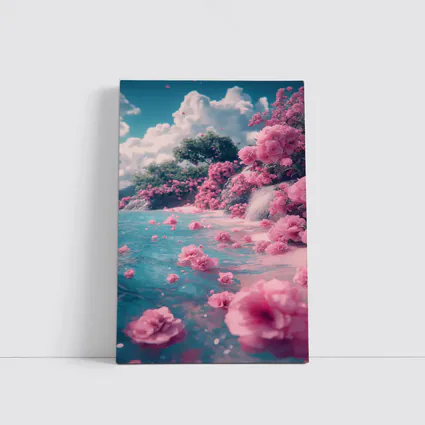 Pink Roses Floating on Turquoise Water