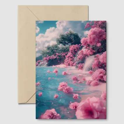 Pink Roses Floating on Turquoise Water