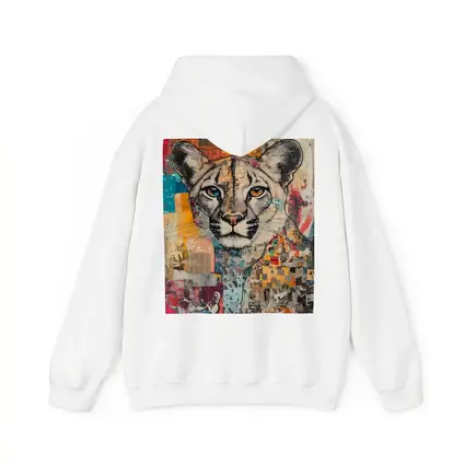 Cougar Portrait Colorful Collage Street Art
