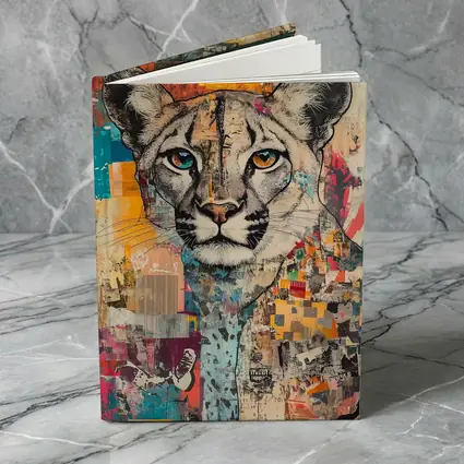 Cougar Portrait Colorful Collage Street Art