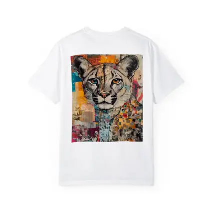 Cougar Portrait Colorful Collage Street Art