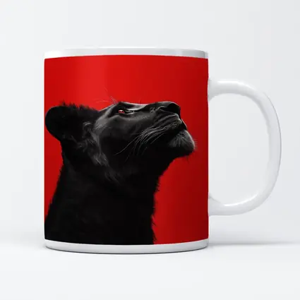 Black Panther Portrait On Red Background