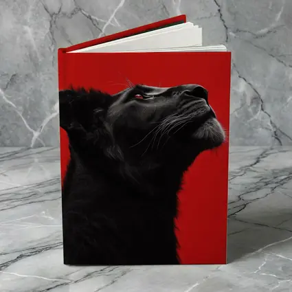 Black Panther Portrait On Red Background
