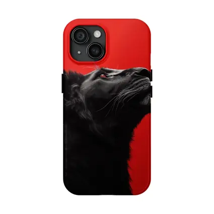 Black Panther Portrait On Red Background