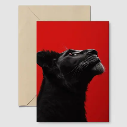 Black Panther Portrait On Red Background