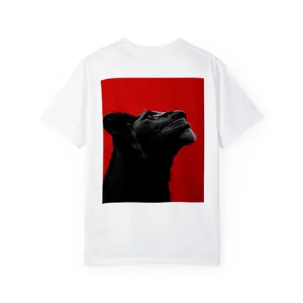 Black Panther Portrait On Red Background