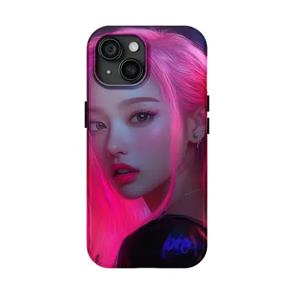 Pink Hair Girl Neon City Night Portrait