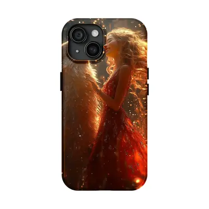 Woman in Red Dress Dancing with Wolf