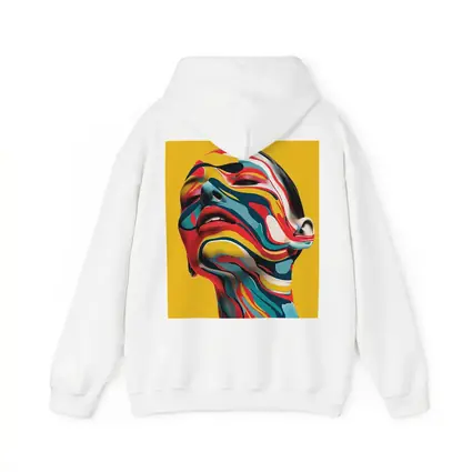 Abstract Woman Face Swirling Colors Yellow Background
