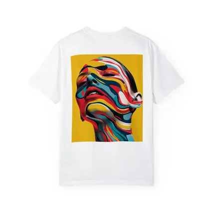 Abstract Woman Face Swirling Colors Yellow Background