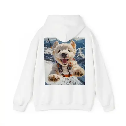 West Highland Terrier Skydiving Snowy Mountain Background