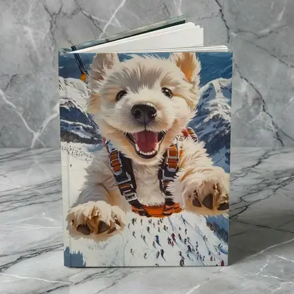 West Highland Terrier Skydiving Snowy Mountain Background