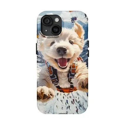 West Highland Terrier Skydiving Snowy Mountain Background