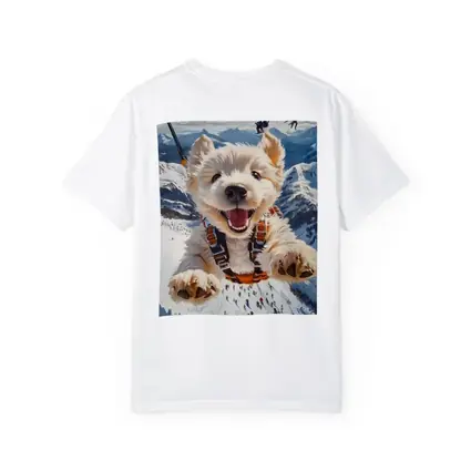 West Highland Terrier Skydiving Snowy Mountain Background