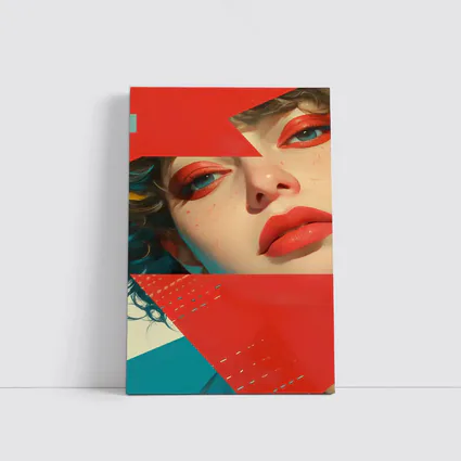 Bold Red Makeup Woman Pop Art Style