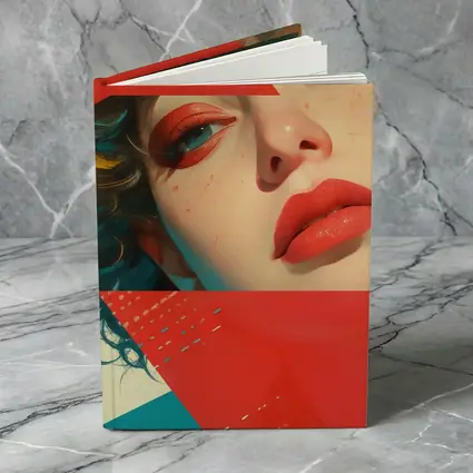 Bold Red Makeup Woman Pop Art Style