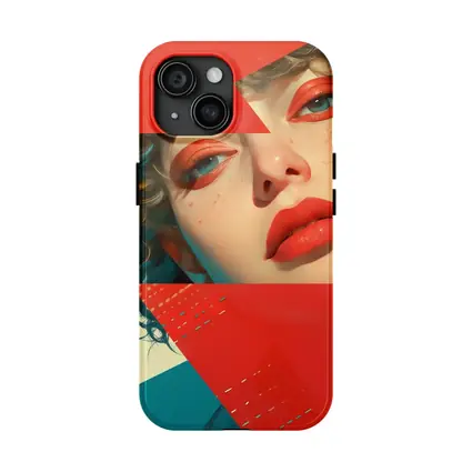 Bold Red Makeup Woman Pop Art Style