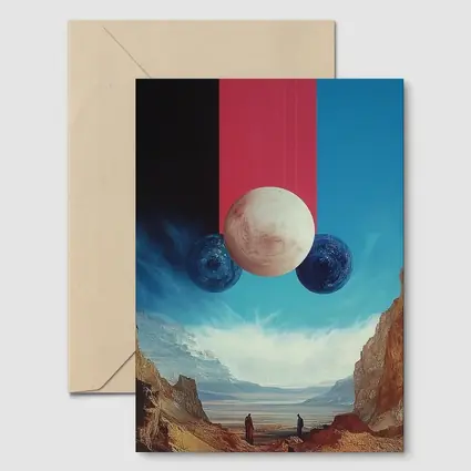Surreal Planets Desert Canyon Collage Art