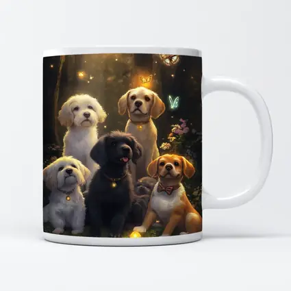 Cute Dogs Gathering in Enchanted Forest