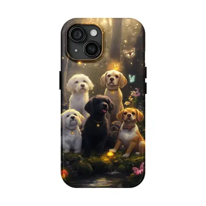 Cute Dogs Gathering in Enchanted Forest