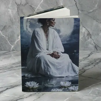 Woman in White Lotus Moonlight Fantasy Art