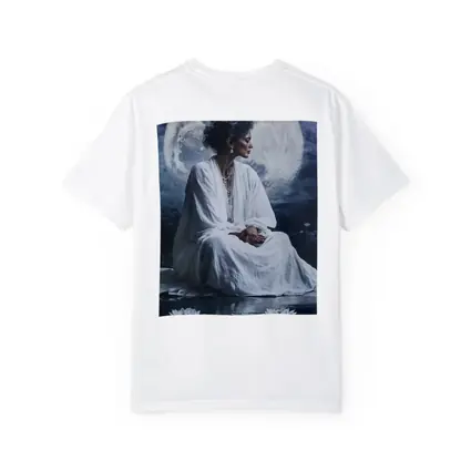 Woman in White Lotus Moonlight Fantasy Art