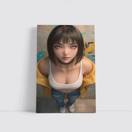 Anime Girl Yellow Jacket Graffiti Wall