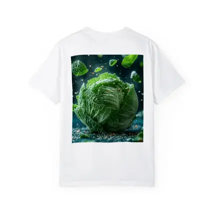 Fresh Green Cabbage Floating Dark Background