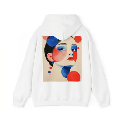 Abstract Woman Portrait Red Blue Geometric Circles