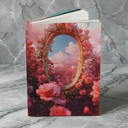 Gold Ornate Mirror Roses Pink Sky