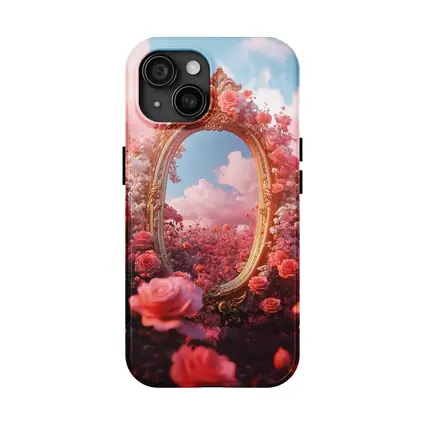 Gold Ornate Mirror Roses Pink Sky