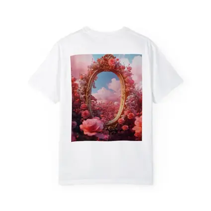 Gold Ornate Mirror Roses Pink Sky