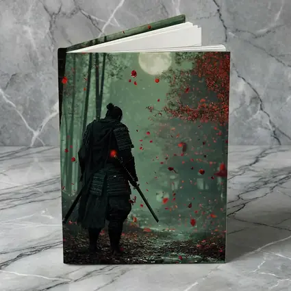 Samurai Warrior Moon Forest Red Petals