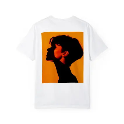 Woman Silhouette Profile Portrait Orange Background