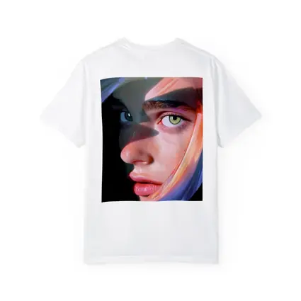 Surreal Woman Face Neon Glow Dark Background