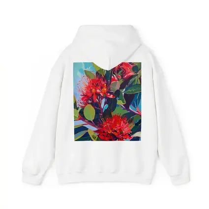 Red Pohutukawa Flowers Blue Sky Painting