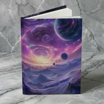 Fantasy Space Planets Purple Galaxy Mountains Art