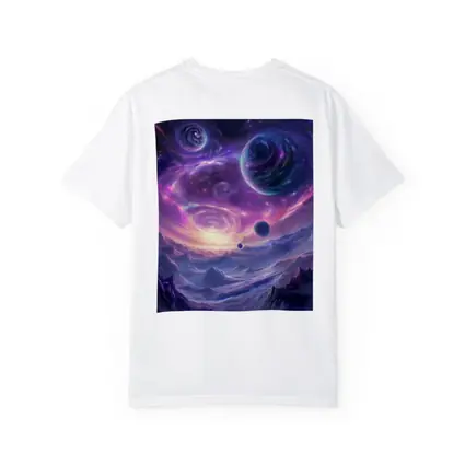 Fantasy Space Planets Purple Galaxy Mountains Art