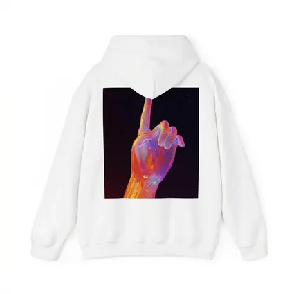 Holographic Glass Hand Pointing Starry Night