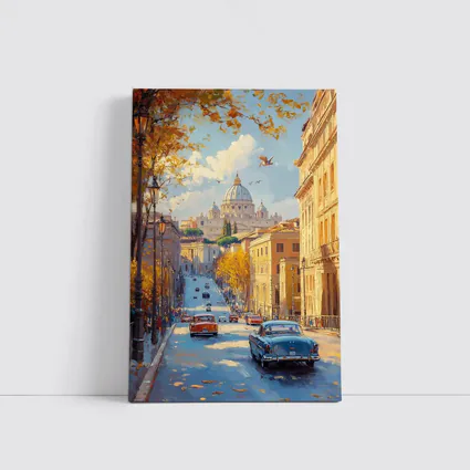 Rome Street Classic Cars St Peters Painting
