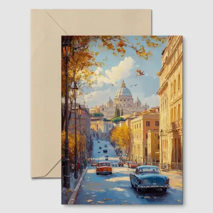 Rome Street Classic Cars St Peters Painting