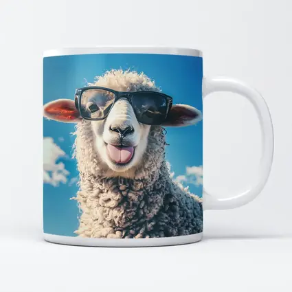 Cool Sheep Wearing Sunglasses Blue Sky