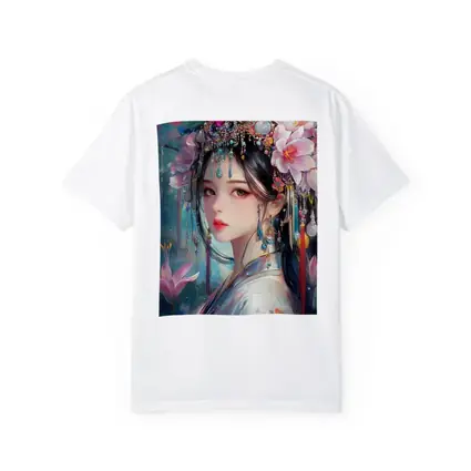 Chinese Fantasy Girl Floral Jeweled Headdress Art