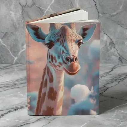Giraffe Portrait Soft Pink Winter Snow