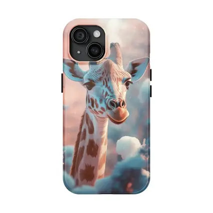 Giraffe Portrait Soft Pink Winter Snow