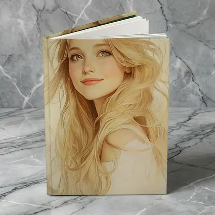 Blonde Girl Art Nouveau Soft Beige Portrait