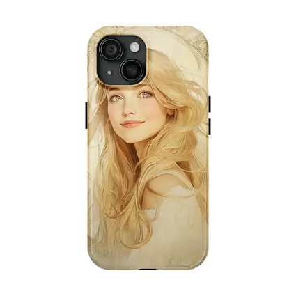 Blonde Girl Art Nouveau Soft Beige Portrait