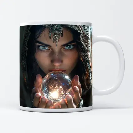 Mystic Woman Holding Glowing Crystal Ball