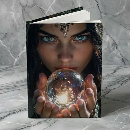 Mystic Woman Holding Glowing Crystal Ball